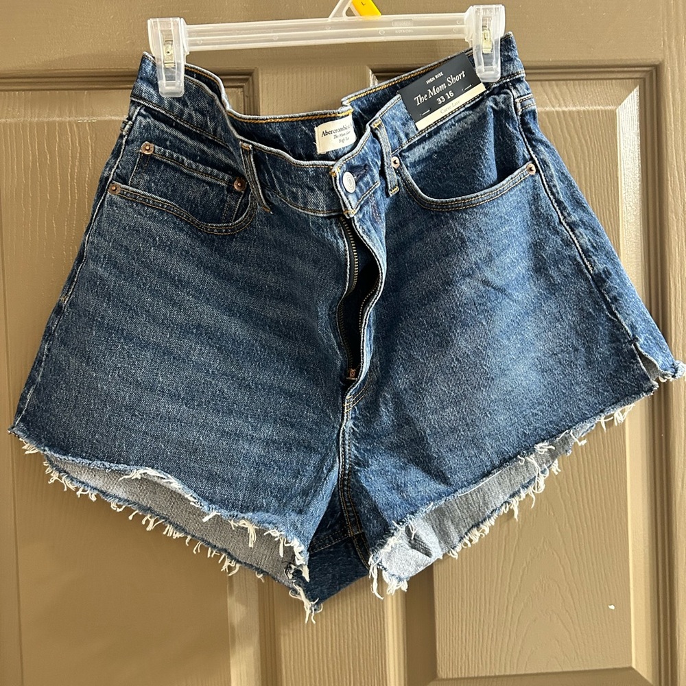 Abercrombie & Fitch Dark Blue Jean Shorts The Mom Short Curve Love